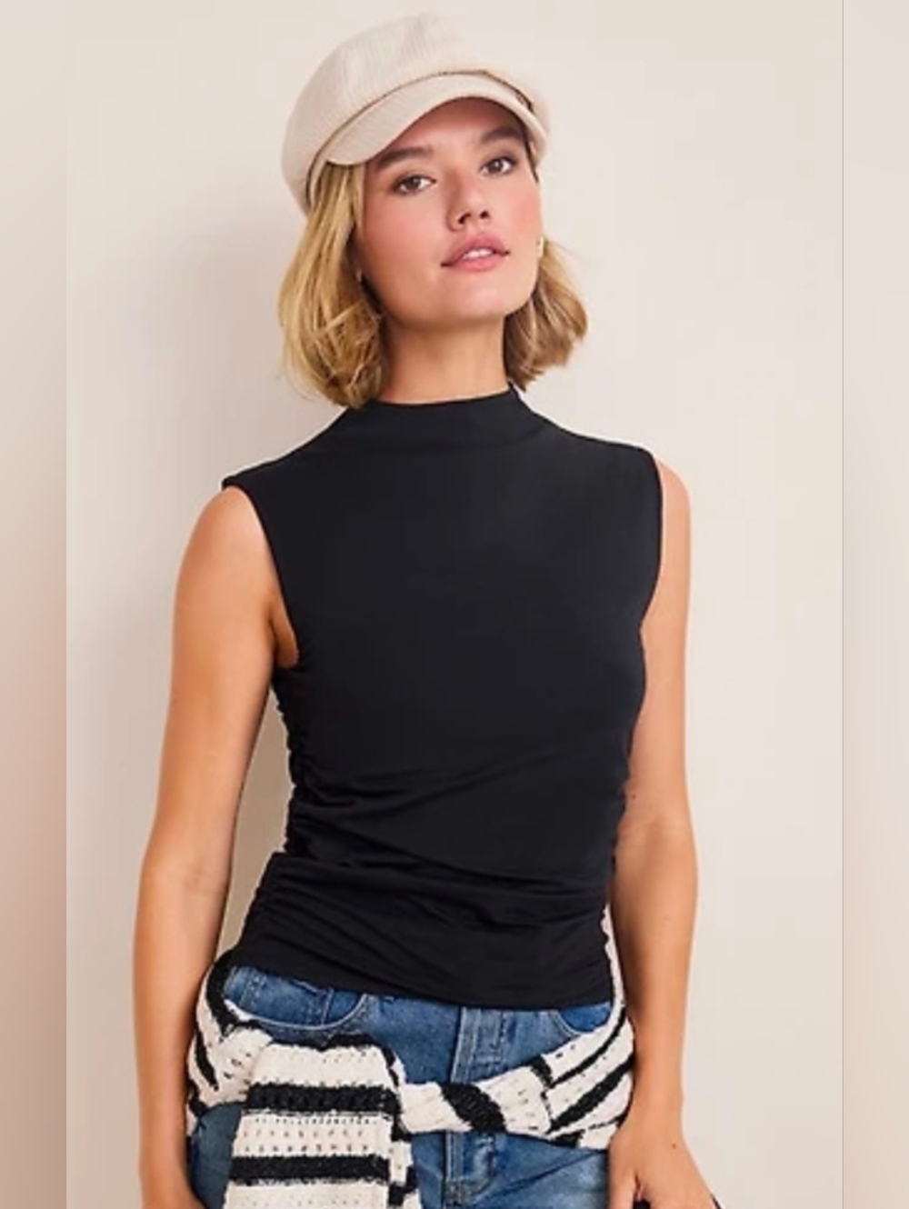 Athleta Sleeveless Mock Neck Top in Black-SM